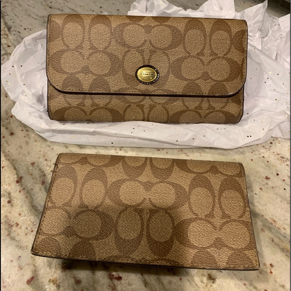 Coach signature checkbook wallet